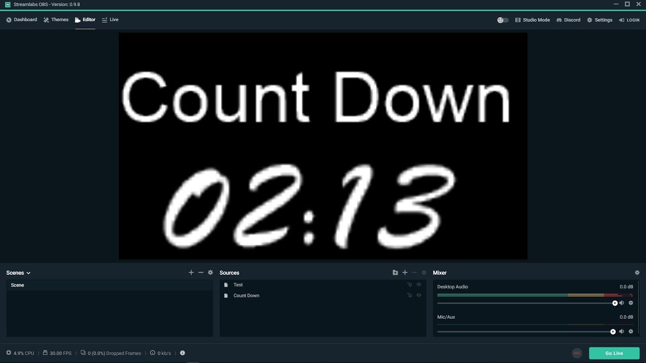 countdown timer overlay for obs